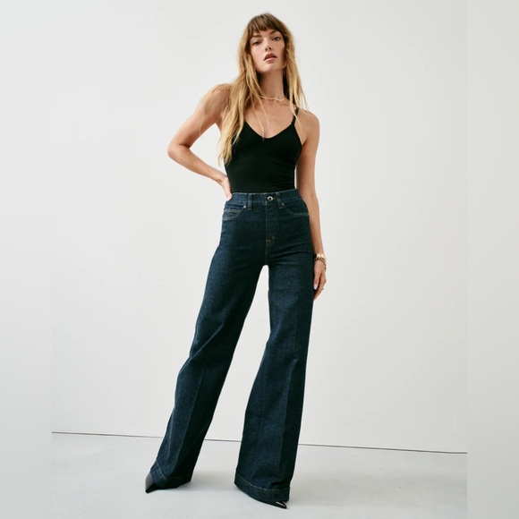 Spanx Original Everwhere Tall Wide Leg Jeans Indigo - NWOT - Size Large Tall - Picture 1 of 9